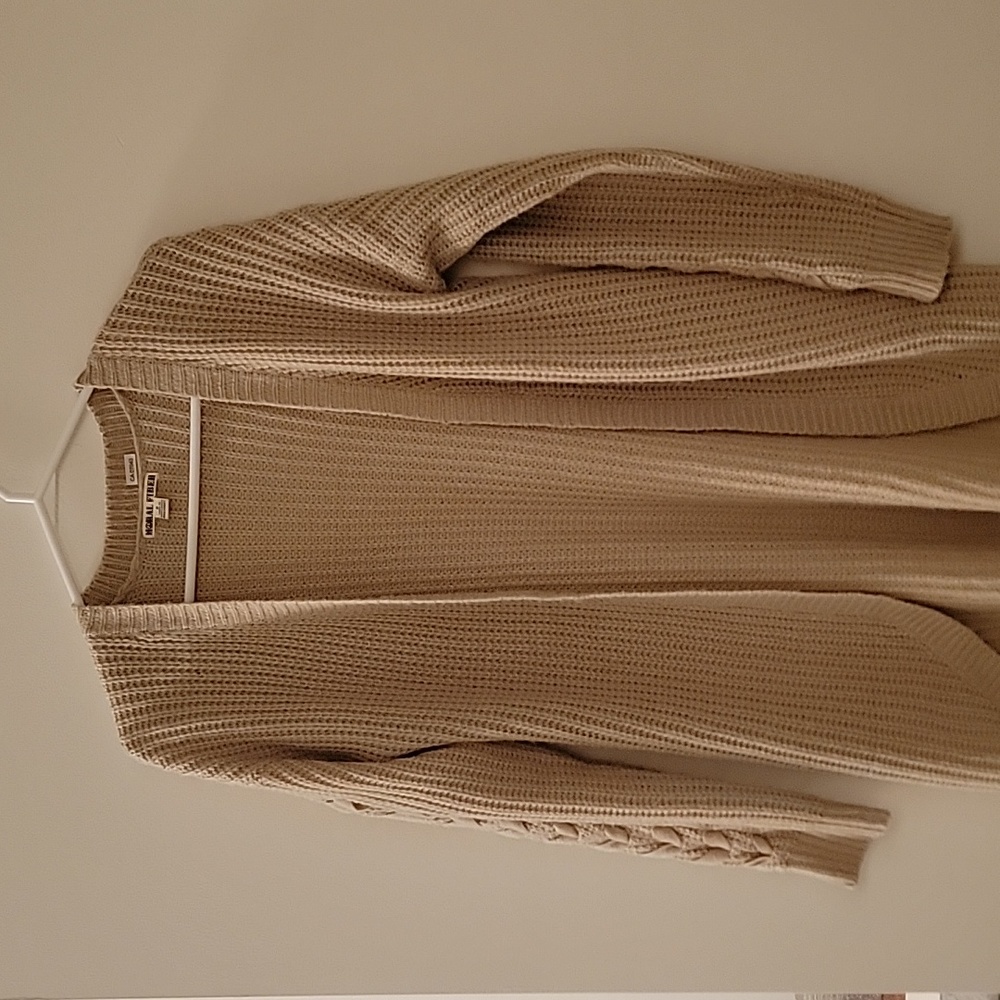 Braided Sleeve Tan Cardigan